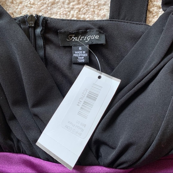 NWT New Intrigue size 6 Black Purple Dress - Picture 5 of 5